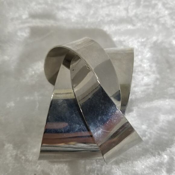 Silver tone braided cuff bracelet  2 1/2" 1" open 1.1498 - Picture 1 of 9